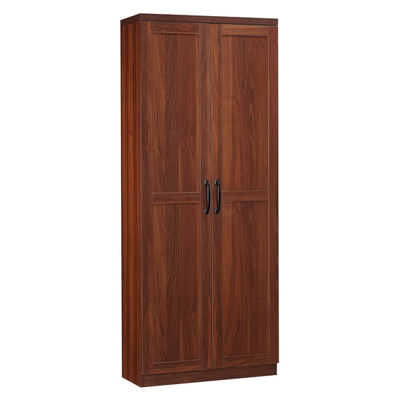 63" Kitchen Pantry, 2-Door Freestanding Cabinet with Shelves, Brown ...