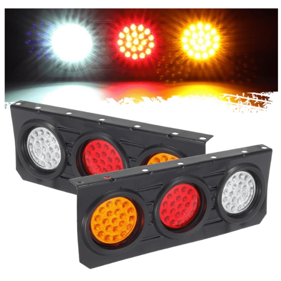 63 LED Truck Trailer Tail Lights Bar Kit, Stop Turn Signal Brake Reverse Taillight with Iron Bracket Base Waterproof 12V-30V 4 Inch Round Led Trailer Tail Lights RV Camper Flatbed Trucks