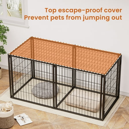 63" Large Dog Crate for Small Medium Dogs, Metal Dog Kennel with Convertible Position Door, Puppy Dog Playpen with Safe Top, Heavy Duty Pet Cage Indoor, Black, 63" L x 29.9" W x 31.9" H