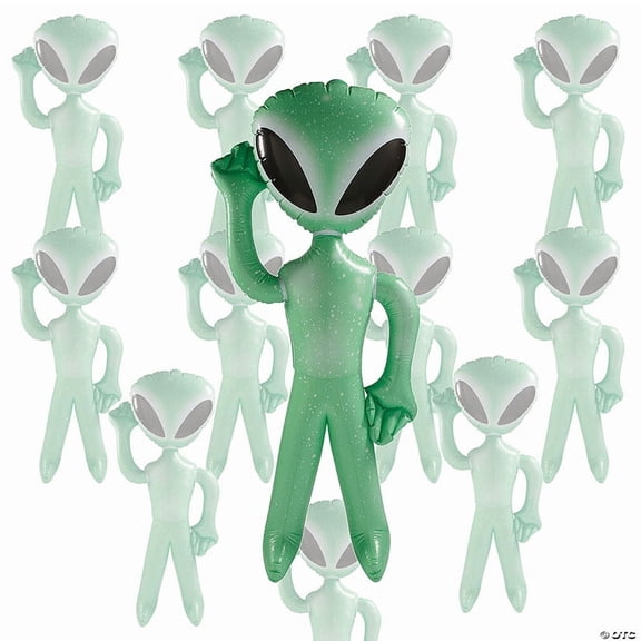 63" Large Inflatable Galaxy-Themed Waving Aliens - 12 Pieces