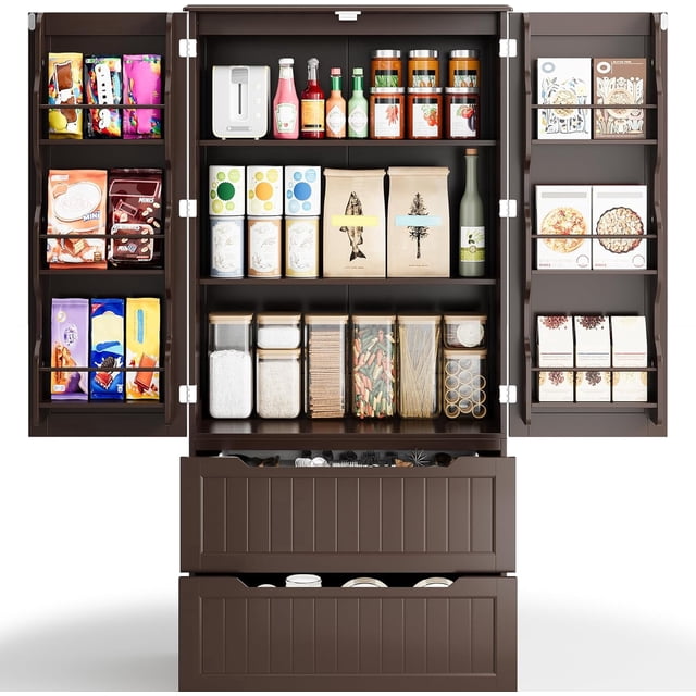 63'' Large Kitchen Pantry Cabinet with Drawers, Noelse Pantry Storage ...