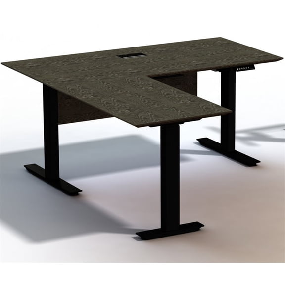 Unique Furniture 63" Left Executive L-Shape Standing Desk in Gray Ash Wood