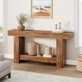 thumbnail image 1 of 63'' Long Console Table, 2-Tier Narrow Entryway Table Sofa Table with Storage, Farmhouse Wood Behind Couch Table for Living Room, Hallway, Brown, 1 of 8
