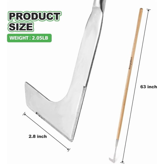 63'' Long Handle Crevice Weeding Tool, Stainless Steel Crack Weeder Crevice Weeding Sickle Tool, L-Shaped Manual Weeder Puller for Garden, Lawn, Yard, Side-Walk, Narrow & Wall Gaps