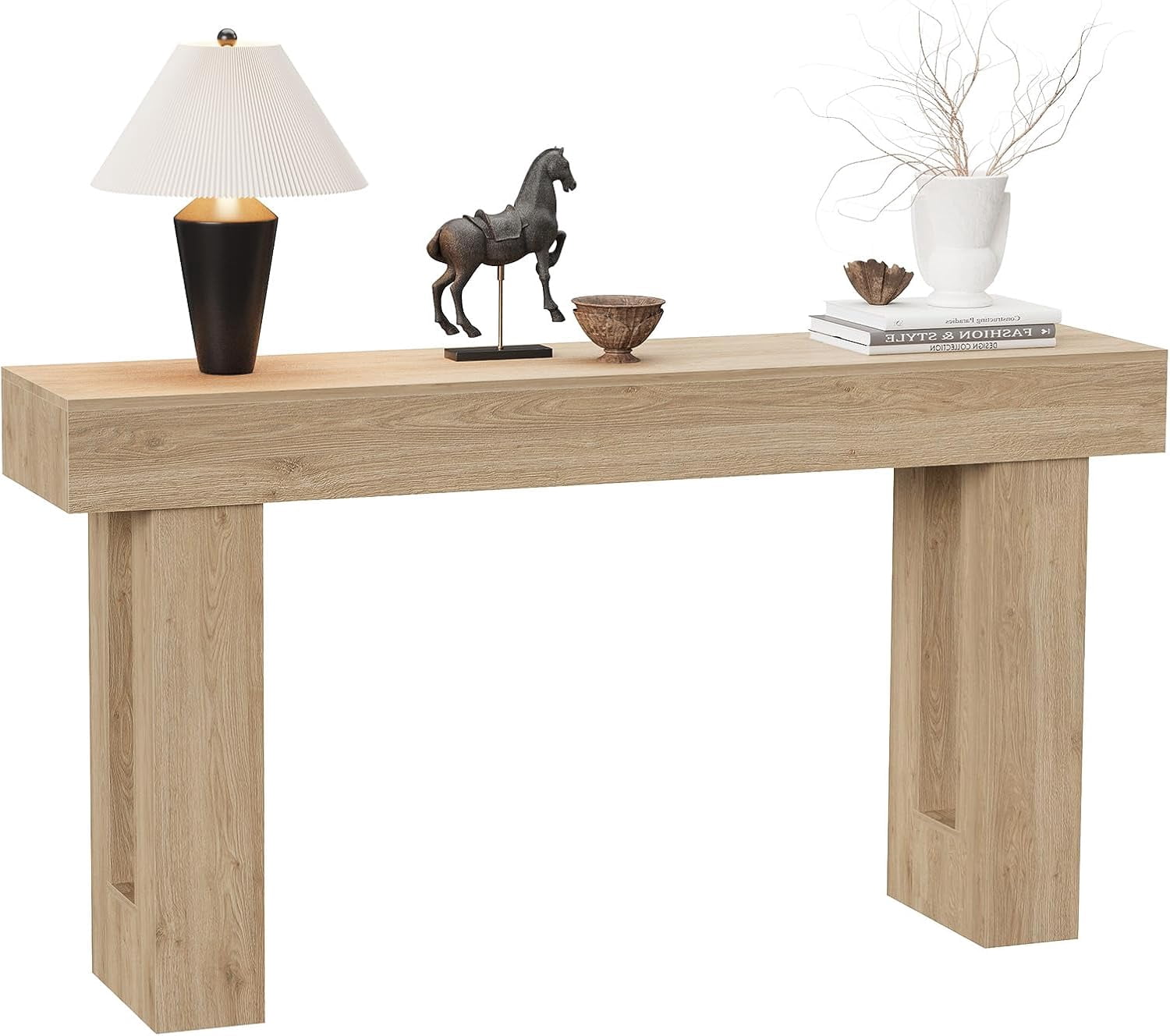 63" Long Narrow Console Table, Farmhouse Industrial Wood Entryway Table ...
