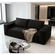 63" Loveseat Sofa Couch,Cloud 2 Seater Boneless Couch,Deep Seat Corduroy Sofa,Modern Compressed Sofa Small Couches for Small Spaces,Apartement,Black