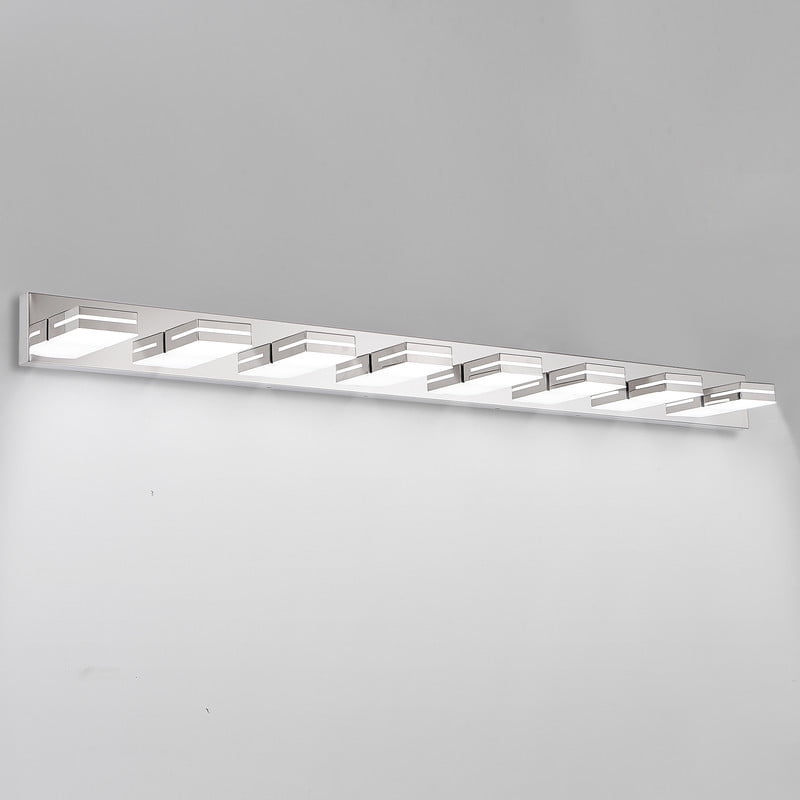 63" Modern Chrome LED Vanity Light - 8-Light Bathroom Wall Sconce with Built-in LEDs, Slim Mirror Lighting for Contemporary Bathrooms
