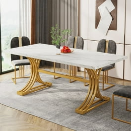Tribesigns 63 Formal Rectangular Sintered Stone Dining Table Modern Black Marble for 6 Walmart