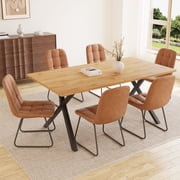 63''Modern Kitchen Dining Table Set, Mid-Century Dining Table Set For 4-6 Personal with Carbon Steel Legs