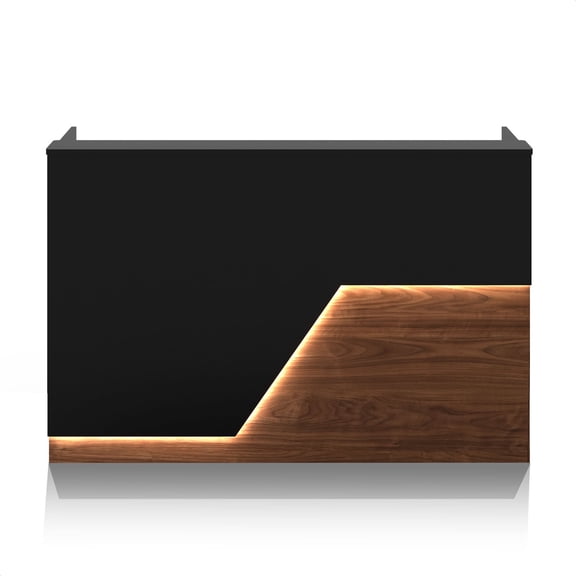 63" Modern L-Shaped Reception Desk with Counter LED Light,Front Desk Reception Counter with Cable Grommet, Office Receptionist Desks for Office, Salon, Retail Checkout Stand