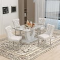 63" Modern Rectangle Faux Marble Dining Table Room Sets for 4,Dining