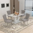 63" Modern Rectangle Faux Marble Dining Table Room Sets for 4,Dining