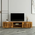 thumbnail image 1 of 63" Modern TV Stand, Stylish TV Cabinet with 2 Storage Cabinet and Open Shelves up for 55" TV, Media Game Console Table, TV Table Media Furniture, for Lounge Room, Living Room, Walnut, 1 of 7