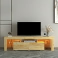thumbnail image 1 of 63" Modern TV Stand, Stylish TV Cabinet with RGB LED Light for 55 Inch TV, TV Cabinet with 2 Drawers, Media Game Console Table, TV Table Media Furniture, for Lounge Room, Living Room, Oak, 1 of 7
