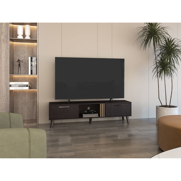 63" Modern TV Stand with Cable Feature / Keep Wires Hidden in TV Room