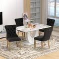 63" Modern White Rectangle Faux Marble Dining Table Room Sets for 4