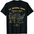 thumbnail image 1 of 63 National Parks Map US Park Retro Vintage Camping Hiking T-Shirt, 1 of 4