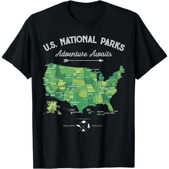 63 National Parks Map US Park Retro Vintage Camping Hiking Unisex T-Shirt for Men Women Kids Toddler,Black Color,Size 4T