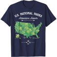 thumbnail image 1 of 63 National Parks Map US Park Retro Vintage Camping Hiking Unisex T-Shirt for Men Women Kids Toddler,Navy Color,Size 2T, 1 of 5