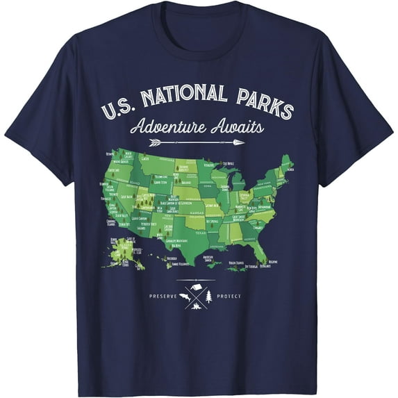 63 National Parks Map US Park Retro Vintage Camping Hiking Unisex T-Shirt for Men Women Kids Toddler,Navy Color,Size 2T