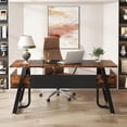 thumbnail image 1 of 63" Office Executive Computer Writing Desk: Storage Shelf, Modern Simple Workstation Black, 1 of 5