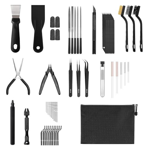 63 Pcs 3D Printer Tools, 3D Printing Tool Kit Including Deburring Tool, Nozzle Cleaning Tools, Metal Files, Brushes, Hand Drill, Wire Cutter, Tweezers for 3D Print Removing, Cleaning$$Other