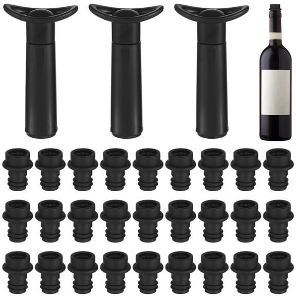 63 Pcs Wine Saver Vacuum Pump Set, Includes 3 Pumps and 60 Stoppers, Reusable Wine Preservers, Wine Bottle Keepers, Bottle Sealers for Kitchen, Party