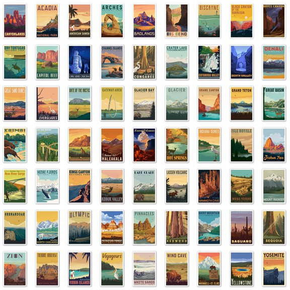 63-Piece National Park Landscape Postcards 3.94 x 5.83in 350g Premium Cardstock