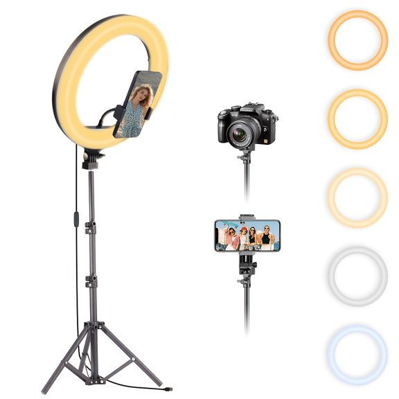 63" Professional Ring Light with 10" Dimmable LED, Adjustable Aluminum Tripod Stand for Streaming, YouTube, TikTok, Makeup