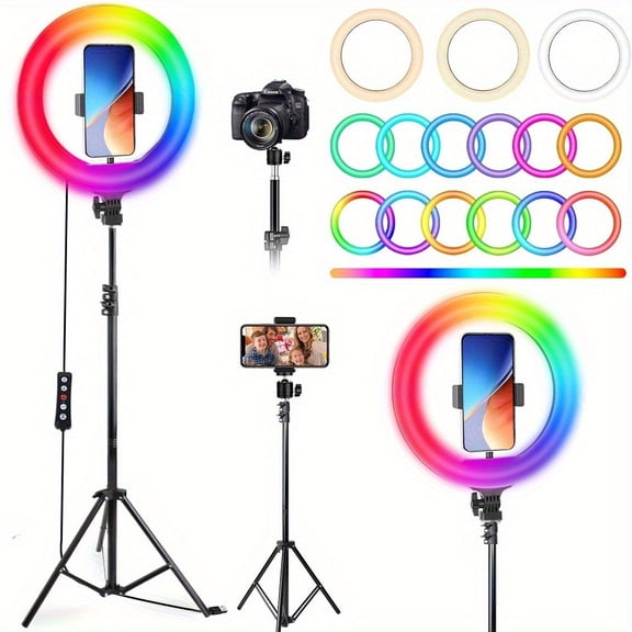 63" Professional Ring Light with 10" Dimmable LED, Adjustable Aluminum Tripod Stand for Streaming, YouTube, TikTok, Makeup