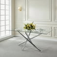 thumbnail image 1 of 63" Rectangular Clear Tempered Glass Dining Table for 4-6 People, Modern Kitchen Table with X-Shaped Metal Base, Dining Table for Dining Room, Living Room, 1 of 7