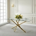 thumbnail image 1 of 63" Rectangular Clear Tempered Glass Dining Table for 4-6 People, Modern Kitchen Table with X-Shaped Metal Base, Dining Table for Dining Room, Living Room, 1 of 7