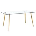 thumbnail image 1 of 63" Rectangular Glass Dining Table with 4 Metal Legs, Modern Dinner Table, 1 of 7