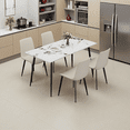 thumbnail image 1 of 63" Rectangular Modern Dining Table with Sintered Stone Top & Metal Legs, 1 of 7