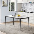 thumbnail image 1 of 63" Rectangular White Dining Table for 4–6 People, Modern Sintered Stone Kitchen Table with metal Legs, Dining Table for Kitchen, Living Room, 1 of 8