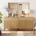 thumbnail image 1 of 63" Reeded Accent Cabinet Set with 4 Doors and Drawers, Modern Credenza Storage Cabinet with Metal Legs for Living Room, Kitchen, Dining Room, Hallway, 1 of 7