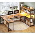 thumbnail image 1 of 63" Reversible U Shaped Computer Desk with 5-tier Bookshelf,Home Office Desk with LED Lights, 1 of 7