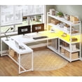 thumbnail image 1 of 63" Reversible U Shaped Computer Desk with 5-tier Bookshelf,Home Office Desk with LED Lights, 1 of 7