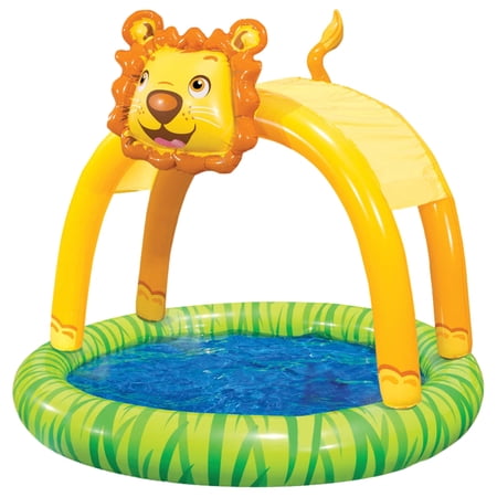 Banzai Shade & Sun Lion Pool Inflatable Toddler Swimming Pool with Shade Canopy