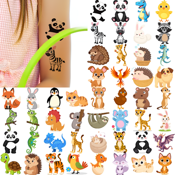 63 Sheets Temporary Tattoos, Waterproof Long Lasting Body Stickers Cute