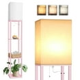 thumbnail image 1 of 63" Shelf Floor Lamp Modern Pink Standing Lamp with 3 Color Temperature Bulb Lamps for Living Room Bedroom, 1 of 7