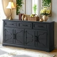 thumbnail image 1 of 63" Sideboard Buffet Cabinet with 3 Drawers and 4 Doors, Farmhouse Console Table with Adjustable Shelf, Coffee Bar Cabinet for Dining Room, Living Room, Black, 1 of 9