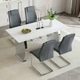 thumbnail image 1 of 63" Sintered Stone Dining Table Set with Metal Chairs, Dark Gray Modern Kitchen Table for 4-6 Guests, 1 of 8