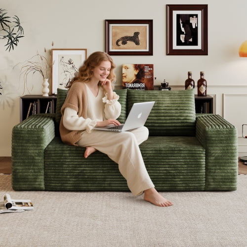 63" Skin-Friendly Loveseat Sofa, Small Loveseat with High-Density Foam, Traditional Sofa with Ergonomic Design for Apartment Spaces, Green