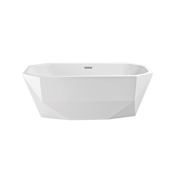 63" Streamline N-620-63FSWH-FM Soaking Freestanding Tub and Tray With Internal Drain
