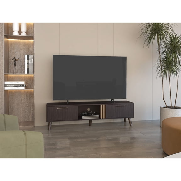 63" TV Stand with Pull - down Storage / Tidy Up Media Devices in Living Room