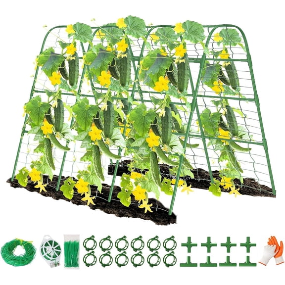 63" Tall Cucumber Trellis for Raised Garden Bed U-Frame Arch Tunnel Trellis Metal Tomato Cage Plant Support Stand for Peas,Bean,Grapes,Flowers,Vines Climbing Plants Outdoor