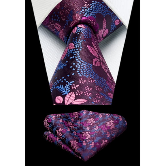 63" Ties for Men Silk Extra Long Mens Ties Set Pocket Square Set Hot Pink Necktie Business Wedding
