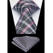 63" Ties for Men Silk Extra Long Mens Ties Set and Pocket Square Set Pink Necktie Business Wedding