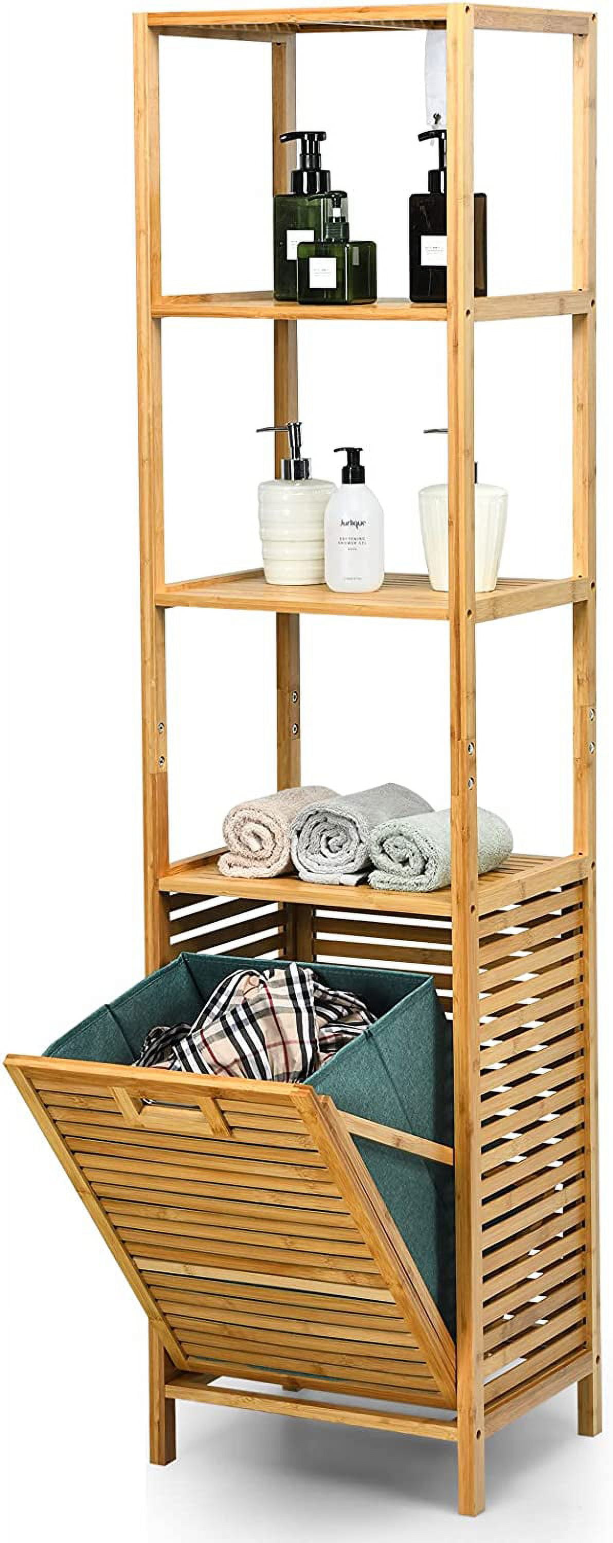 63'' Tilt Out Laundry Hamper and 4Tier Storage Shelves, Removable